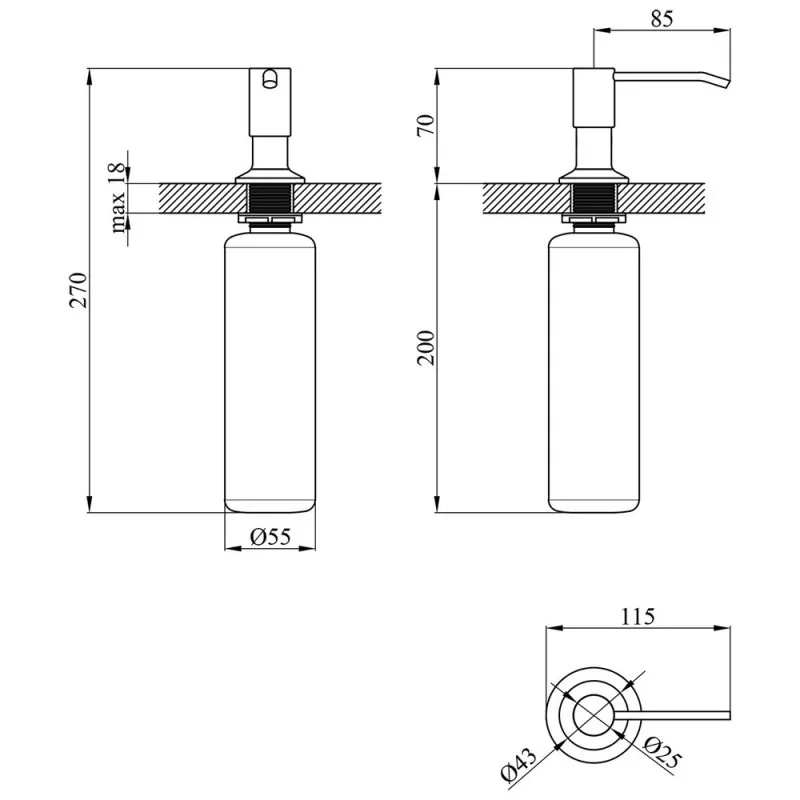 Комплект кухонная мойка Kroner Gebürstet-5050HM + смеситель Küche-C031GRA + дозатор Spender-016 Фото - 2