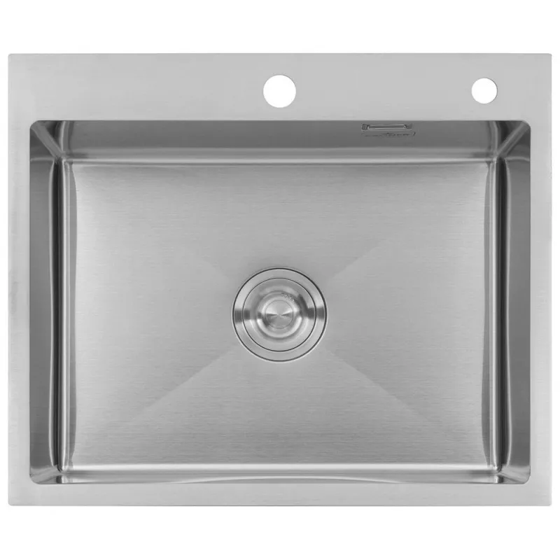 Комплект кухонна мийка Kroner Gebürstet-6050HM + змішувач Küche-C031BLK + дозатор Spender-016 Фото - 5