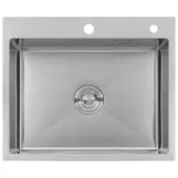 Комплект кухонна мийка Kroner Gebürstet-6050HM + змішувач Küche-C031BLK + дозатор Spender-016 Фото - 5