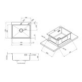Комплект кухонна мийка Kroner Gebürstet-6050HM + змішувач Ersel-C03111BLK + дозатор Spender-016 Фото - 2
