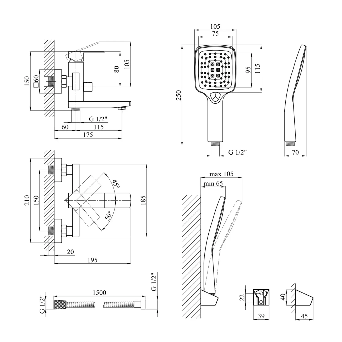 Набор смесителей Edelstahl Kubus-SCH010 + смеситель Edelstahl Kubus-SCH060 Фото - 6
