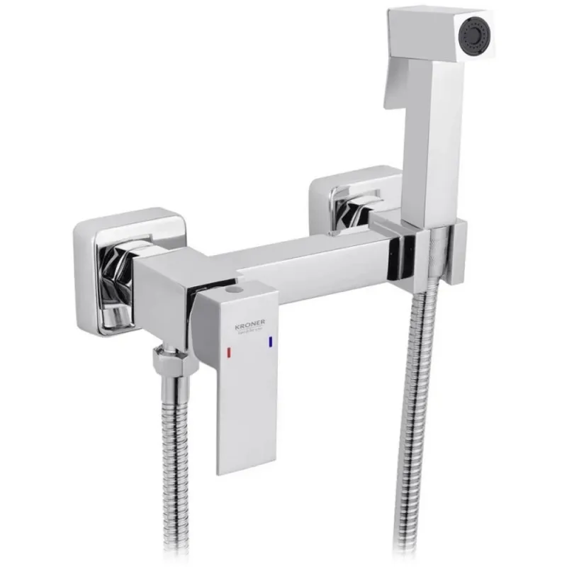 Набор для гигиенического душа со смесителем Kroner KRP Edelstahl Kubus - CHR052