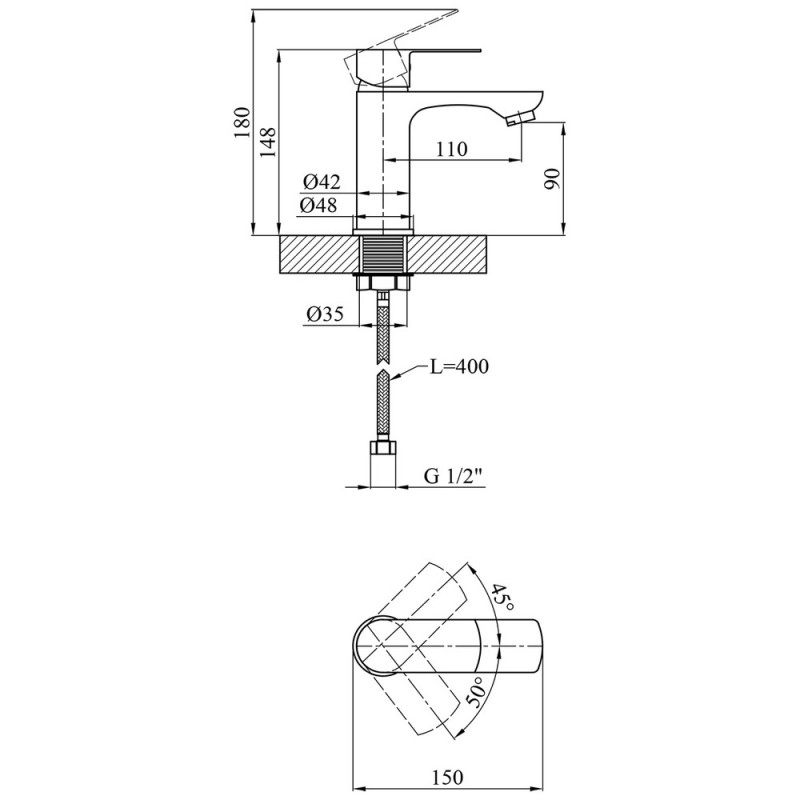 Смеситель для раковины Kroner KRM Main - C010 Фото - 5