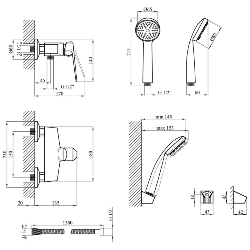 Смеситель для душа Kroner KRM Odra - C050 Фото - 5