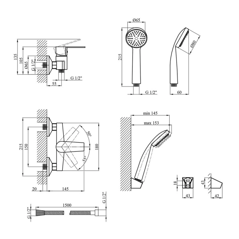 Змішувач для душу Kroner KRM Oker - C050 Фото - 4