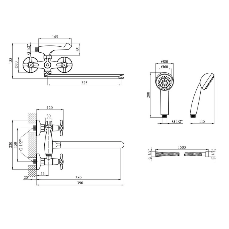Смеситель для ванны Kroner KRP Royce - C070 Фото - 6