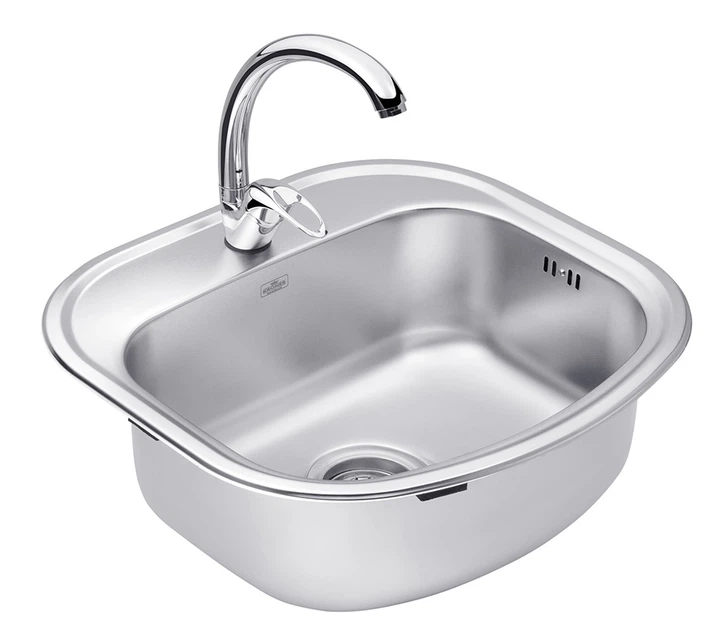 Набір кухонна мийка Kroner KRP Satin - 4749 (0.8 мм) + змішувач для кухні Agua Leon - C032