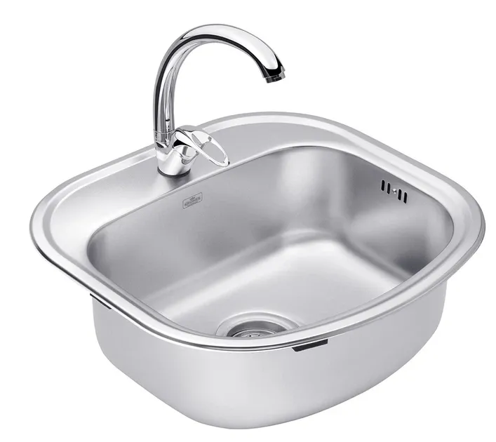 Набор кухонная мойка Kroner KRP Satin - 4749 (0.8 мм) + смеситель для кухни Agua Leon - C032