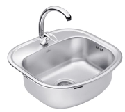 Набір кухонна мийка Kroner KRP Satin - 4749 (0.8 мм) + змішувач для кухні Agua Leon - C032