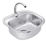 Набор кухонная мойка Kroner KRP Satin - 4749 (0.8 мм) + смеситель для кухни Agua Leon - C032