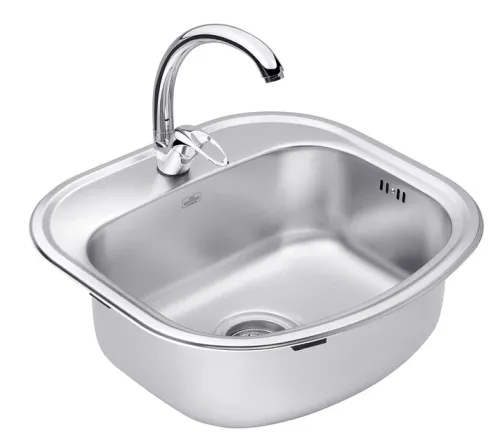 Набір кухонна мийка Kroner KRP Satin - 4749 (0.8 мм) + змішувач для кухні Agua Leon - C032