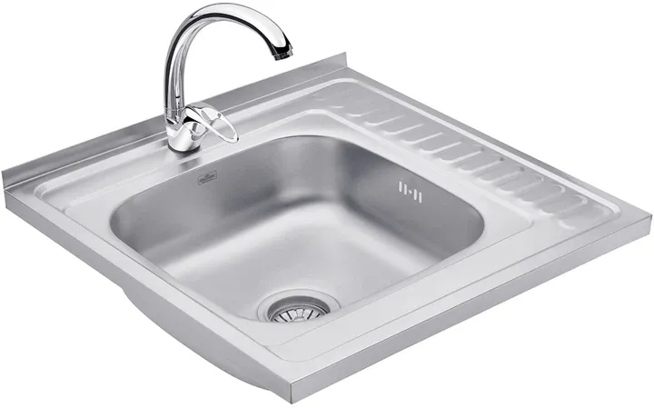 Набір кухонна мийка Kroner KRP Satin - 6060L (0.6 мм) + змішувач для кухні Agua Leon - C032