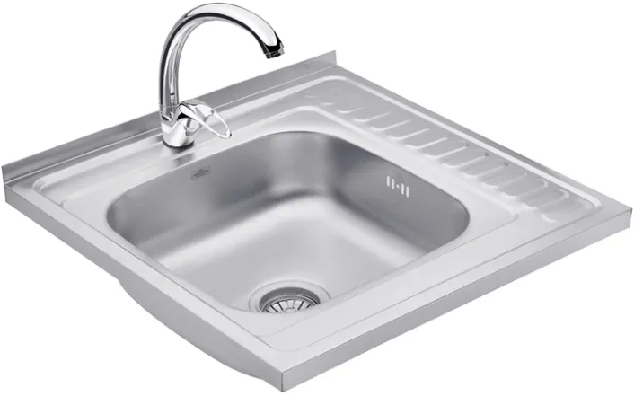 Набор кухонная мойка Kroner KRP Satin - 6060L (0.6 мм) + смеситель для кухни Agua Leon - C032