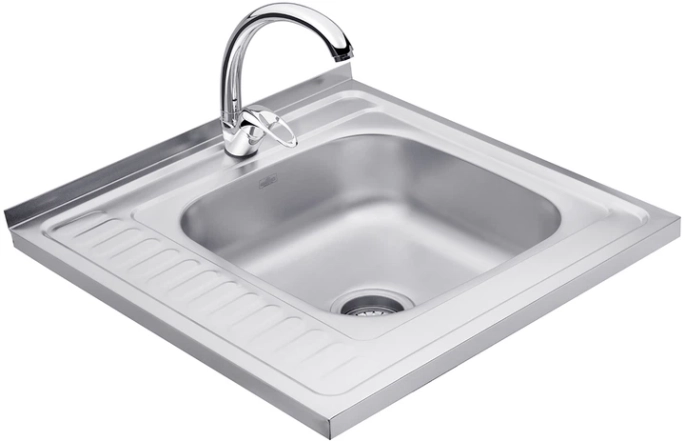 Набір кухонна мийка Kroner KRP Satin - 6060R (0.6 мм) + змішувач для кухні Agua Leon - C032