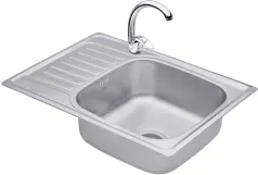 Набір кухонна мийка Kroner KRP Satin - 6950 (0.8мм) + змішувач для кухні Agua Leon - C032