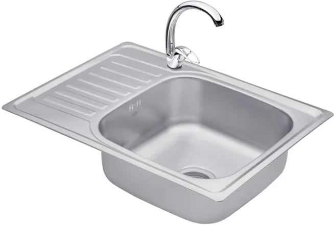 Набор кухонная мойка Kroner KRP Satin - 6950 (0.8мм) + смеситель для кухни Agua Leon - C032