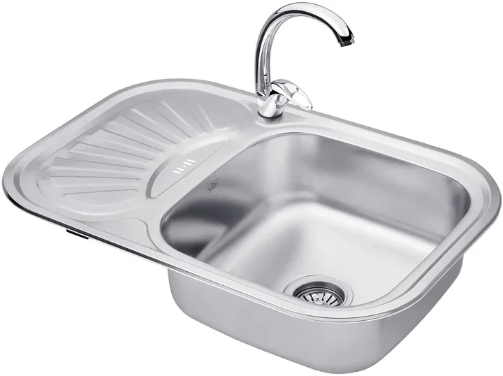 Набір кухонна мийка Kroner KRP Satin - 7549 (0.8мм) + змішувач для кухні Agua Leon - C032