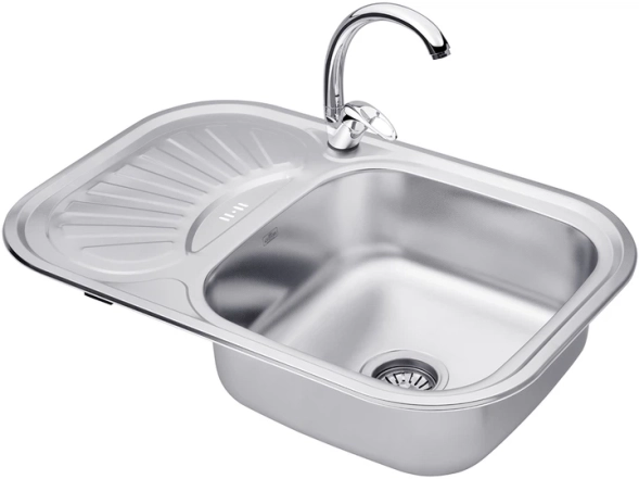 Набір кухонна мийка Kroner KRP Satin - 7549 (0.8мм) + змішувач для кухні Agua Leon - C032