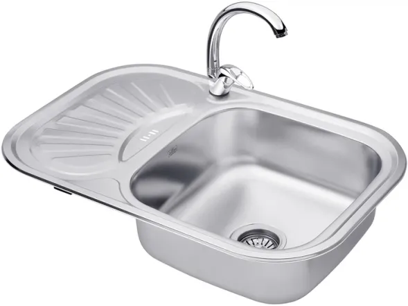 Набор кухонная мойка Kroner KRP Satin - 7549 (0.8мм) + смеситель для кухни Agua Leon - C032