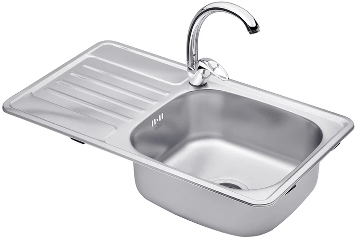 Набір кухонна мийка Kroner KRP Satin - 7642 (0.8мм) + змішувач для кухні Agua Leon - C032
