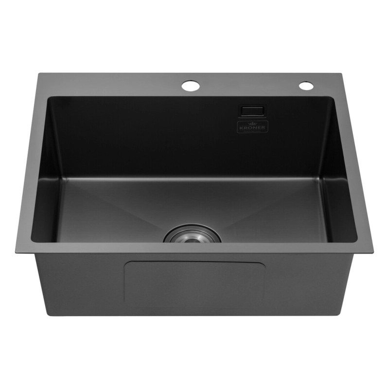 Кухонна мийка Kroner KRP Schwarze - 6050HM PVD (3.0/1.0 мм) Фото - 2