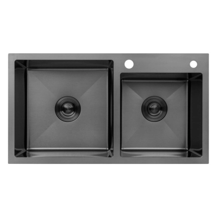 Кухонна мийка Kroner KRP Schwarze - 7843ZHM PVD (3.0/1.0 мм)