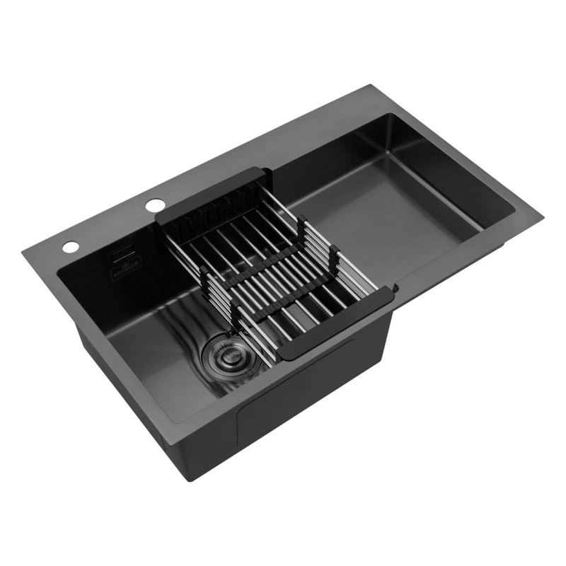 Кухонна мийка Kroner KRP Schwarze - 7848LHM PVD (3.0/1.0 мм) Фото - 3