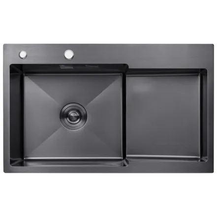 Кухонна мийка Kroner KRP Schwarze - 7848LHM PVD (3.0/1.0 мм)