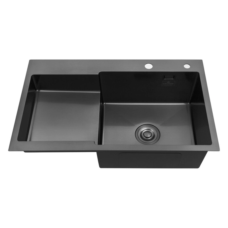 Кухонна мийка Kroner KRP Schwarze - 7848RHM PVD (3.0/1.0 мм) Фото - 2