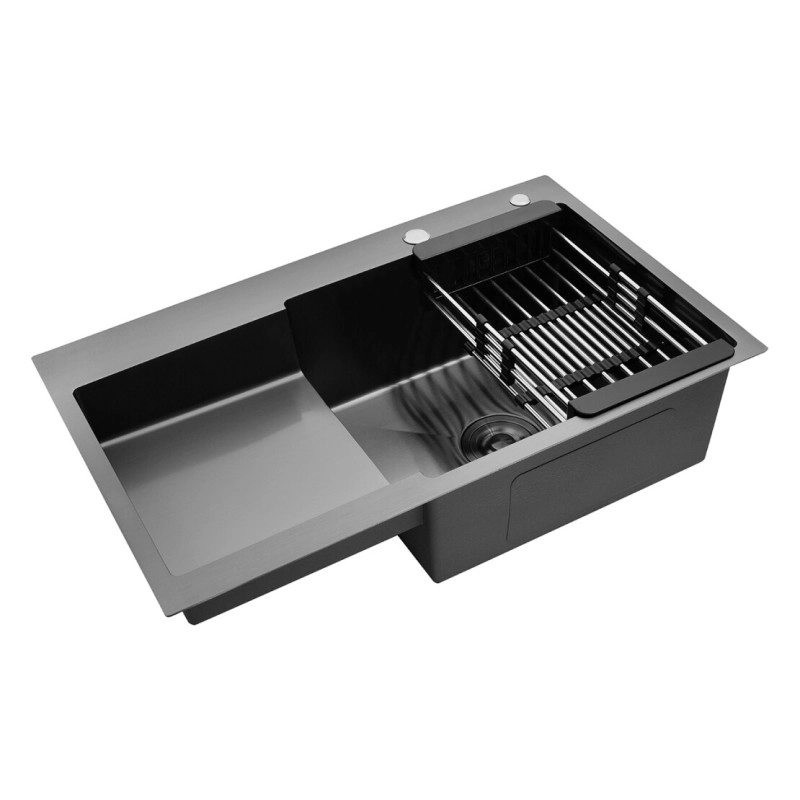 Кухонна мийка Kroner KRP Schwarze - 7848RHM PVD (3.0/1.0 мм) Фото - 3