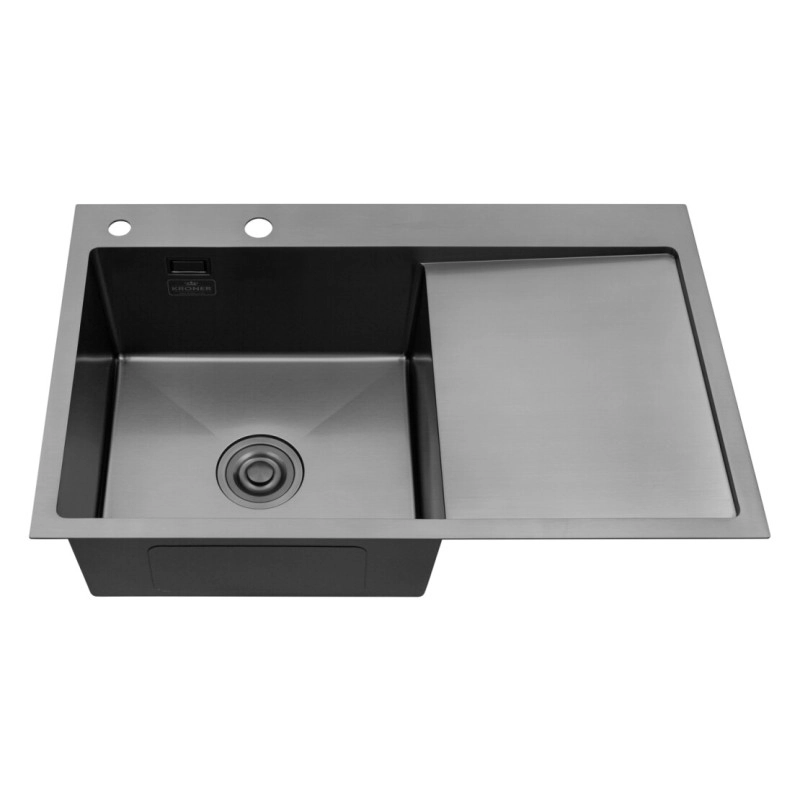 Кухонная мойка Kroner KRP Schwarze - 7849LHM PVD (3.0/1.0 мм) Фото - 2
