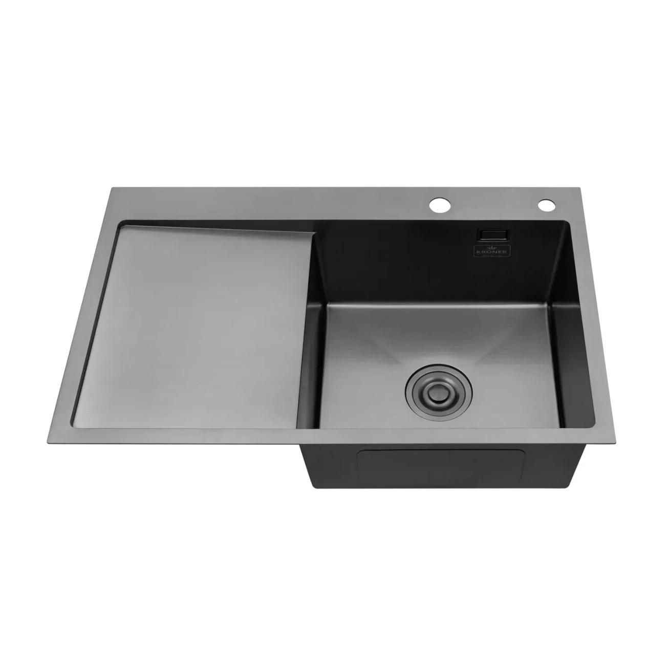 Кухонна мийка Kroner KRP Schwarze - 7849RHM PVD (3.0/1.0 мм) Фото - 2