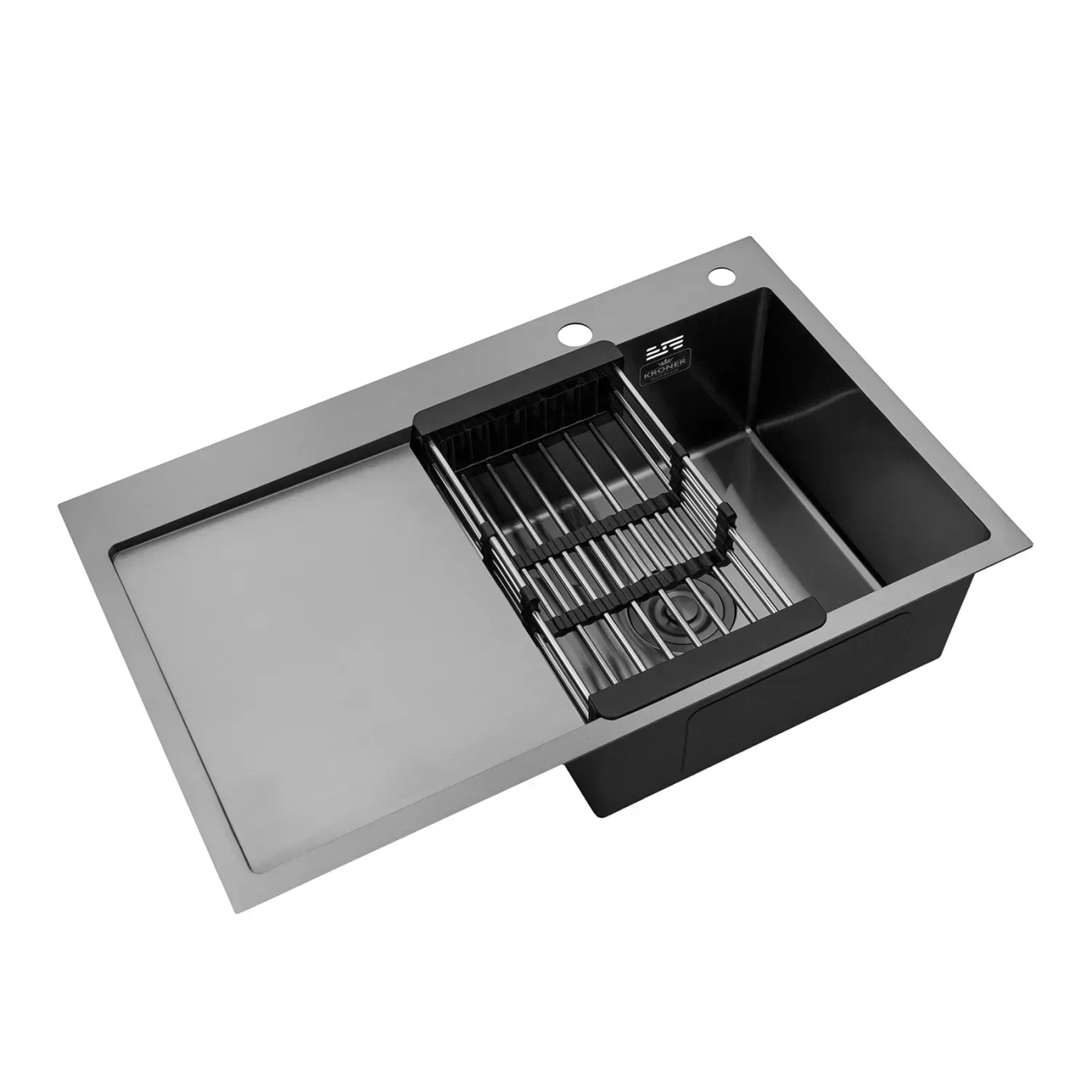 Кухонна мийка Kroner KRP Schwarze - 7849RHM PVD (3.0/1.0 мм) Фото - 3