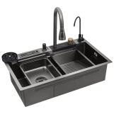 Кухонна мийка Kroner KRP Schwarze - SET7545NB PVD (3.0/0.8 мм) Фото - 12