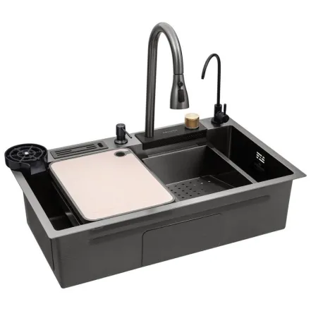 Кухонна мийка Kroner KRP Schwarze - SET7545NB PVD (3.0/0.8 мм)