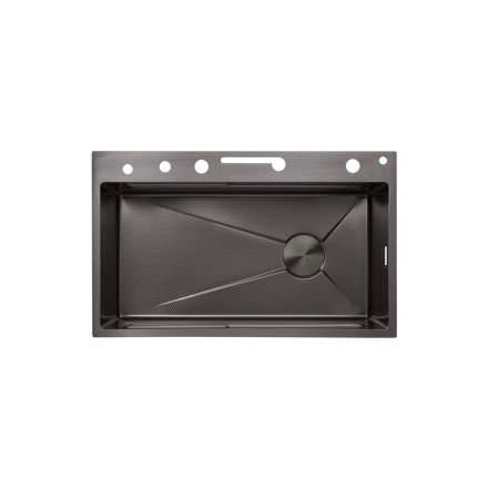 Кухонна мийка Kroner KRP Schwarze - SET7546ARTHM PVD (3.0/0.8 мм)