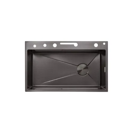 Кухонная мойка Kroner KRP Schwarze - SET7546ARTHM PVD (3.0/0.8 мм)