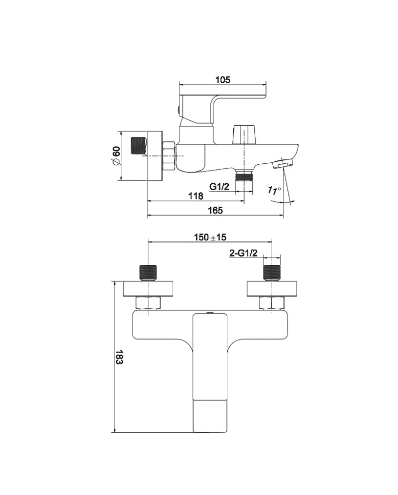 Смеситель для ванны и душа Lavita Aquila хром (5900378342847) Фото - 2