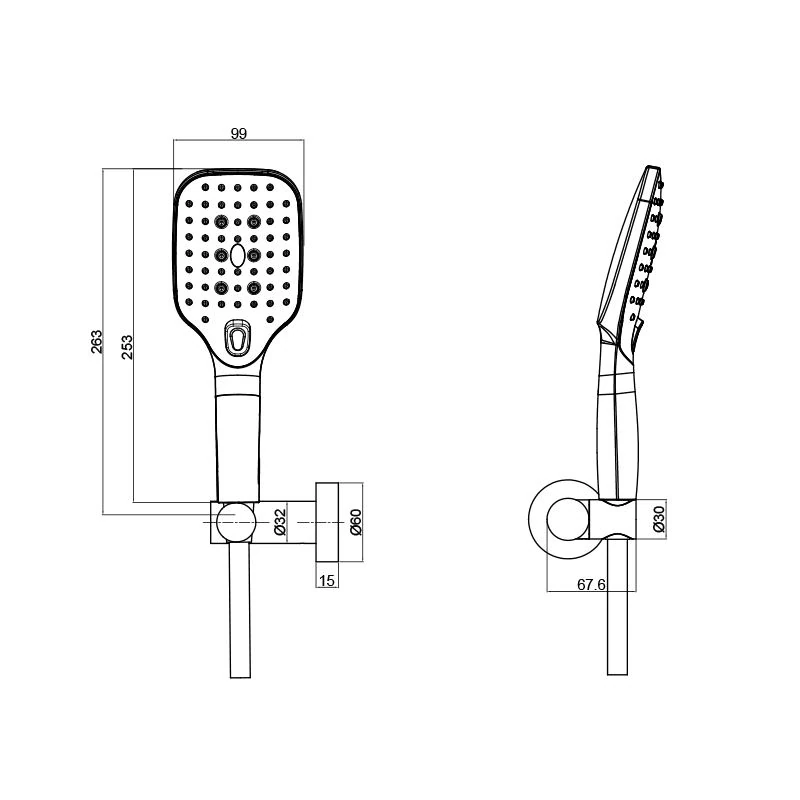 Душевая лейка Lavita Cetus с держателем и шлангом, хром (5900378346241) Фото - 1