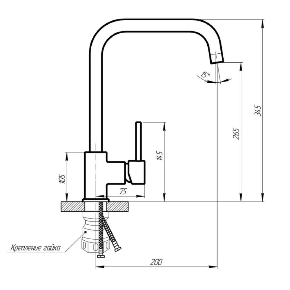 Змішувач для кухні Lidz Aria 015F1 (k35) LDARI015F1NKS21690 Nickel Фото - 1
