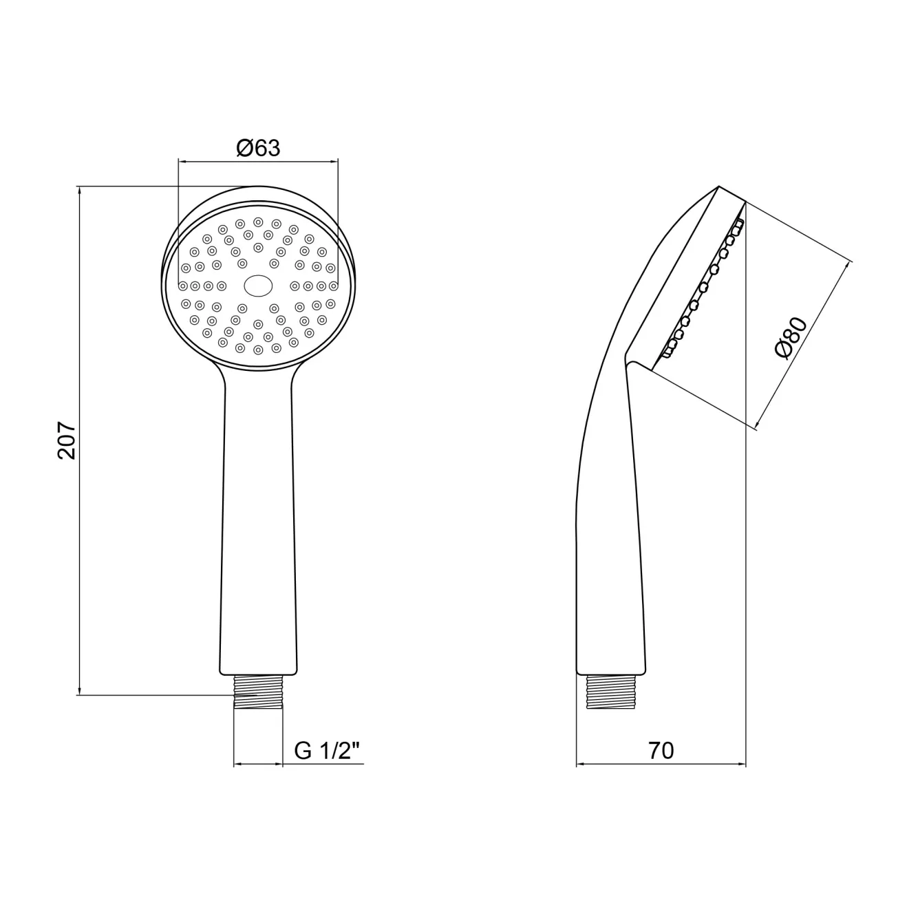 Лійка для ручного душу Лейки Lidz Niagara 00 80 мм округла LDNIA00CRM22039 Chrome Фото - 1