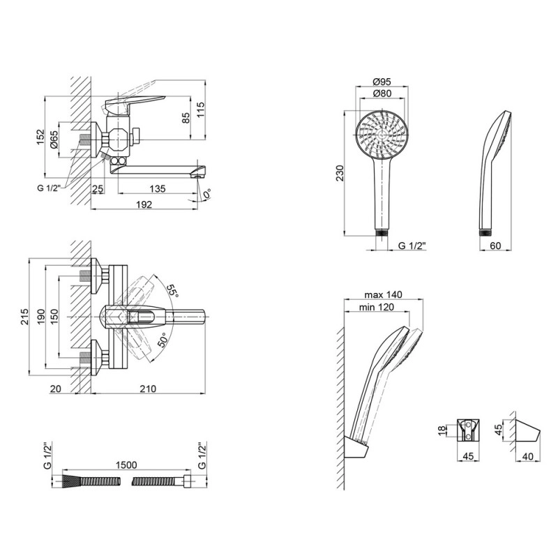Смеситель для ванны Lidz Sofi 006 (с душевым гарнитуром) Chrome (SD00028235) Фото - 5