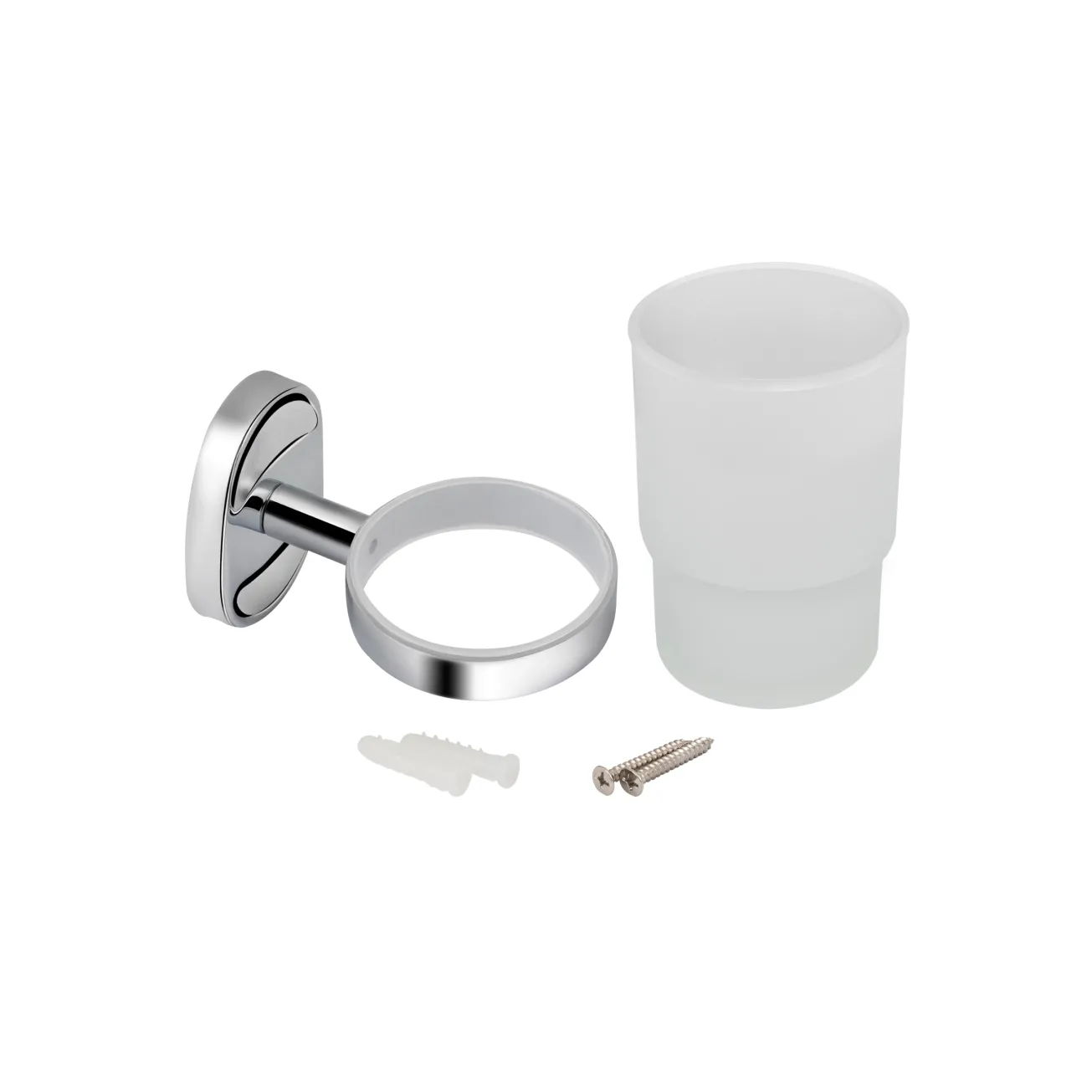 Стакан с держателем Lidz Oreo 0401 настенный (матовое стекло) LDORE0401CRM22163 Chrome Фото - 3