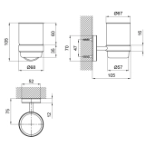 Склянка з тримачем Lidz Oreo 0401 настінний (матове скло) LDORE0401CRM22163 Chrome Фото - 1
