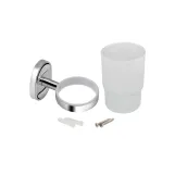 Стакан с держателем Lidz Oreo 0401 настенный (матовое стекло) LDORE0401CRM22163 Chrome Фото - 3