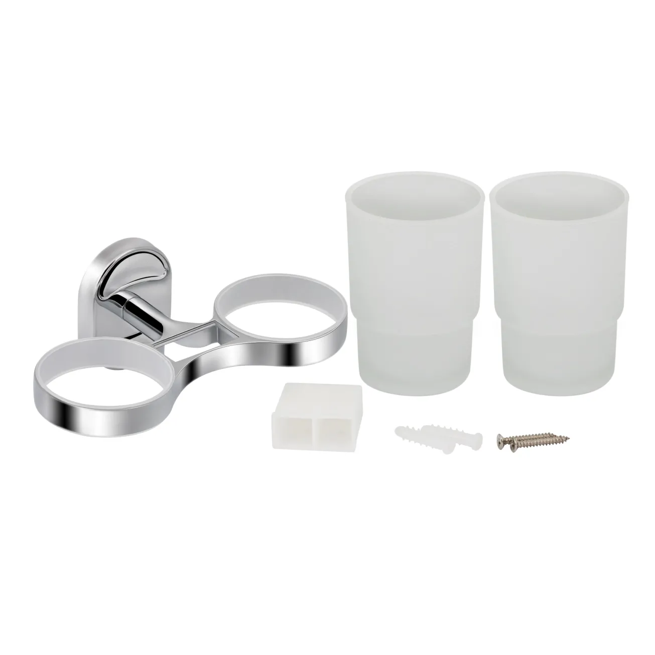 Стакан с держателем Lidz Oreo 0402 двойной настенный (матовое стекло) LDORE0402CRM22164 Chrome Фото - 3