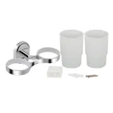 Стакан с держателем Lidz Oreo 0402 двойной настенный (матовое стекло) LDORE0402CRM22164 Chrome Фото - 3
