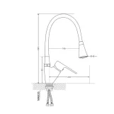 Змішувач для кухні Lidz Tani 007F3 з гнучким виливом Chrome/Grey (SD00037970) Фото - 4