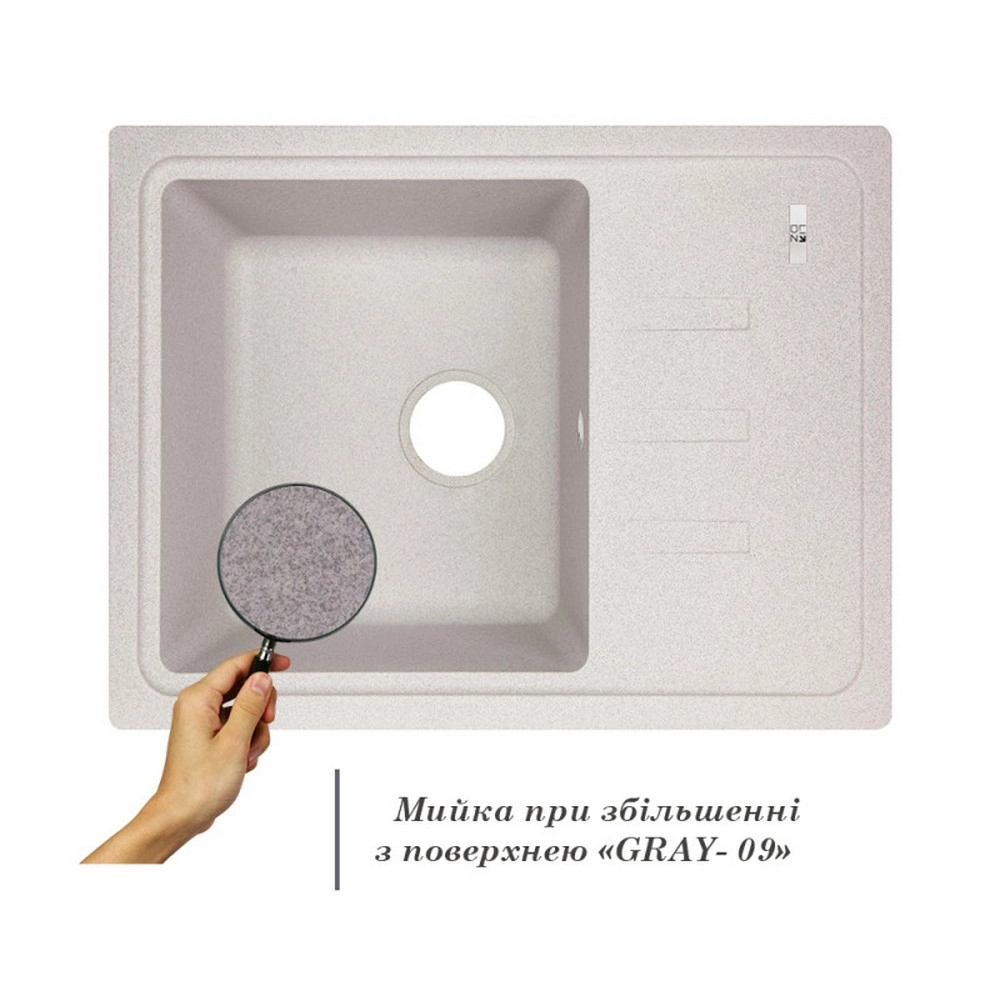 Кухонна мийка Lidz 620x435/200 GRA-09 (LIDZGRA09620435200) Фото - 2