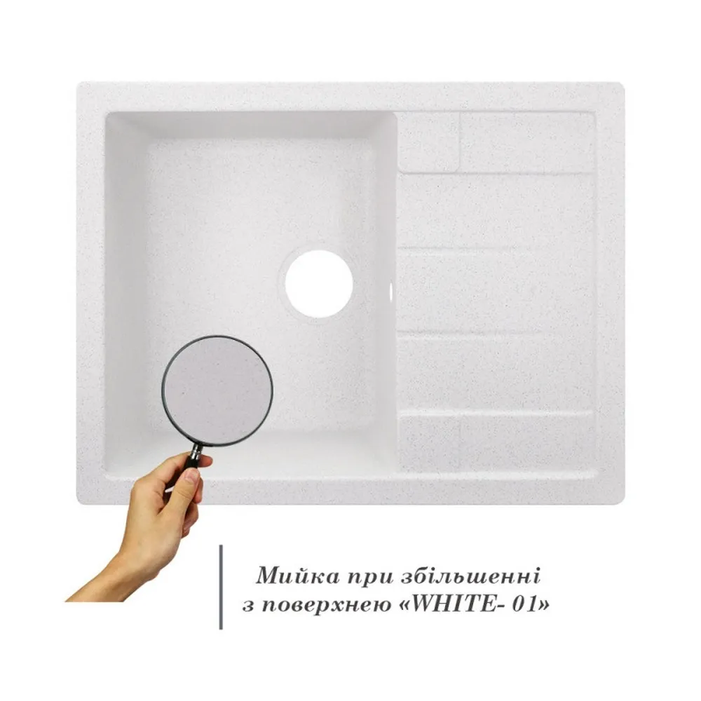 Кухонна мийка Lidz 650x500/200 WHI-01 (LIDZWHI01650500200) Фото - 2